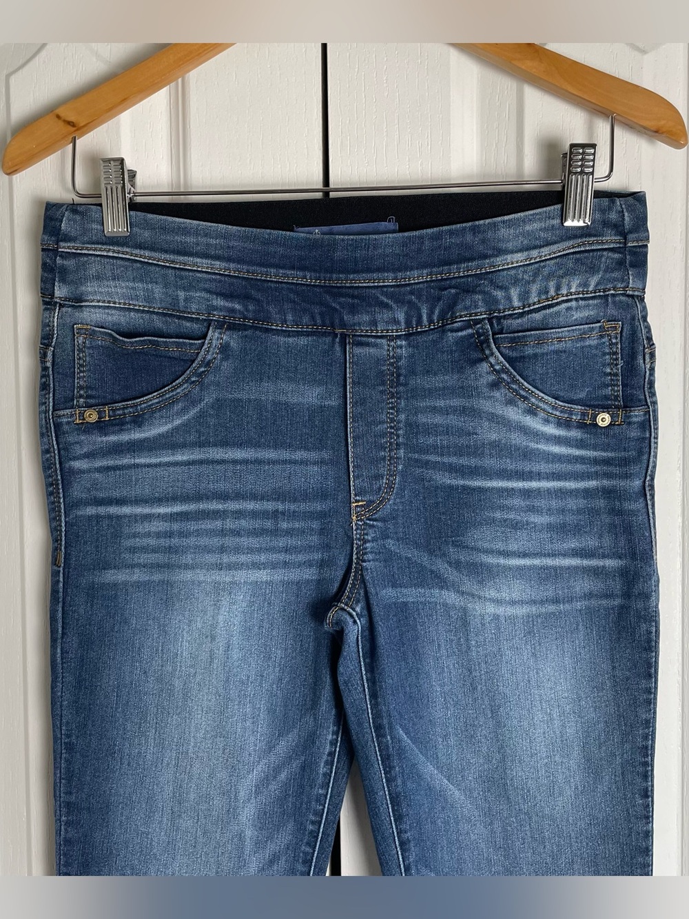 Democracy Ab Solution Pull On Glider Ankle Jeans Women’s 2 Blue Medium Wash - Picture 2 of 11